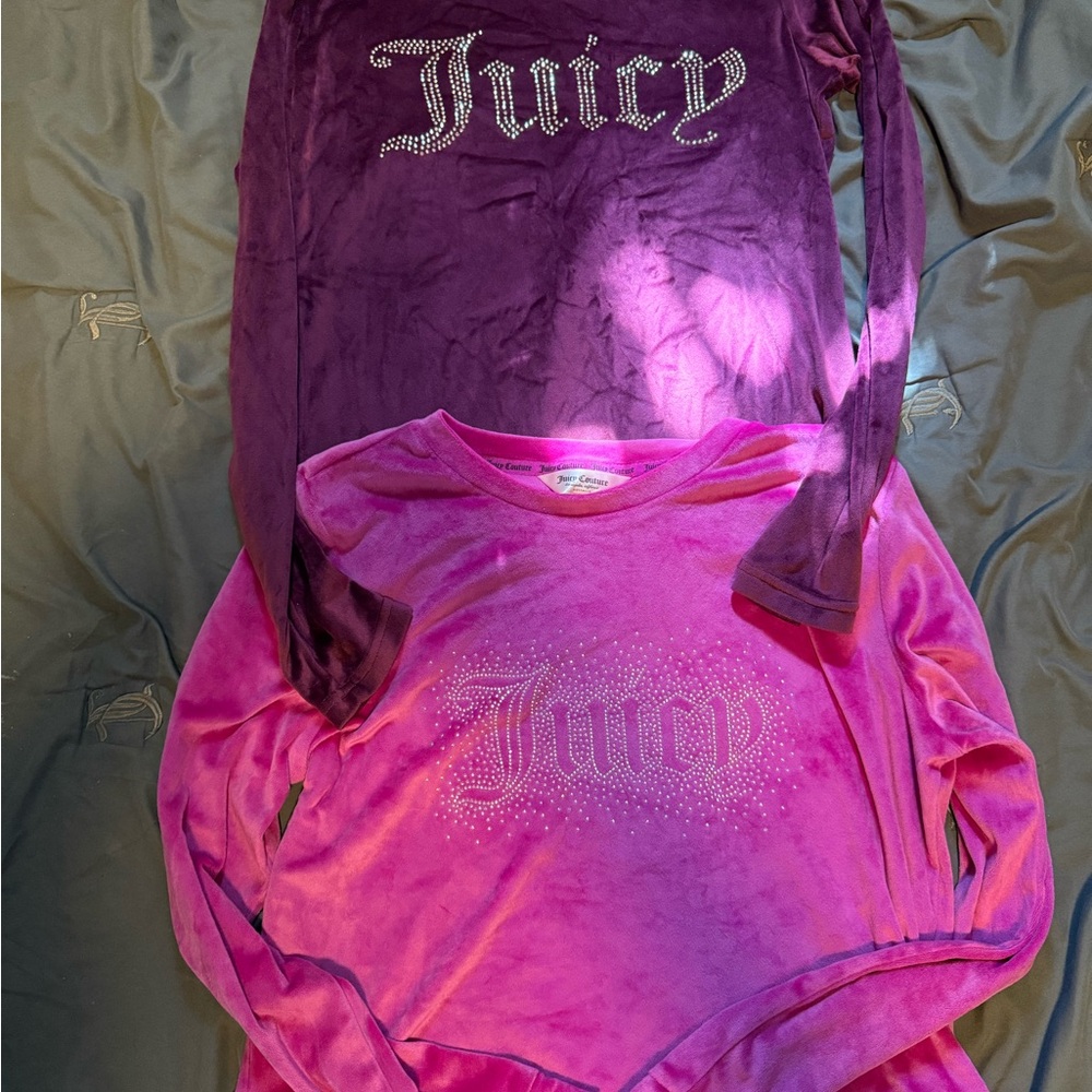 Juicy Couture Velour Tops in Deep Purple and Vibrant Pink